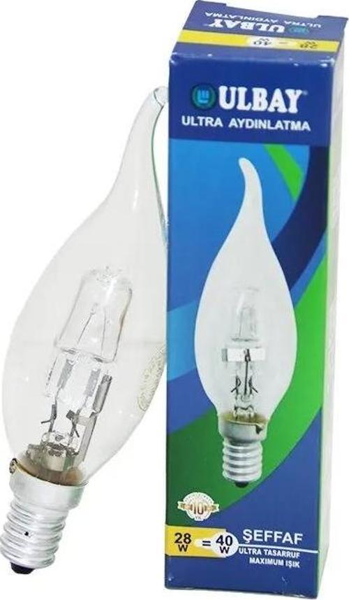 HALOJEN 28W - E14 SARI RENK KIVRIK ŞEFFAF MUM AMPUL (4401)