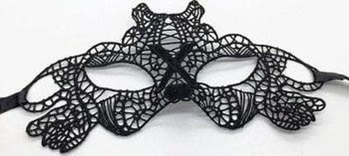 Siyah Renk Dantel İşlemeli Parti Maskesi Model 2 (4401)