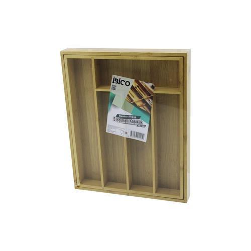 5 BÖLMELİ AHŞAP BAMBU KAŞIKLIK  30X34CM (4401)