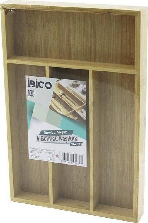 4 BÖLMELİ AHŞAP BAMBU KAŞIKLIK  24X33CM (4401)
