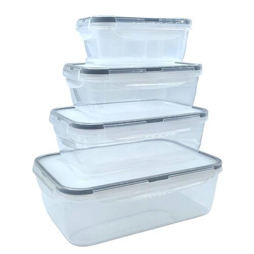 4'lü İç İçe Sızdırmaz Contalı Kilitli Kapaklı Plastik Erzak Saklama Kapları LC315 (4401)