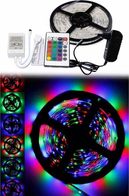 5 Metre Rgb Şerit Led Seti-İç ve Dış Mekan Silikonlu-Tak Çalıştır (4401)