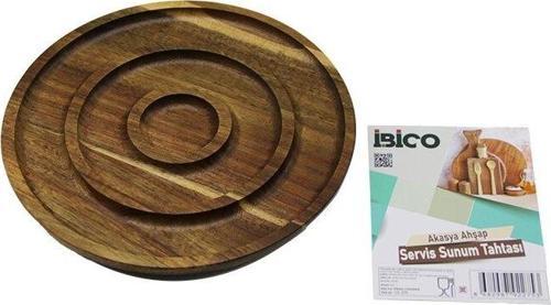 AKASYA YUVARLAK 2 BÖLMELİ=1+1 AHŞAP SERVİS SUNUM TEPSİ - TAHTASI 20 X 1.4CM (4401)