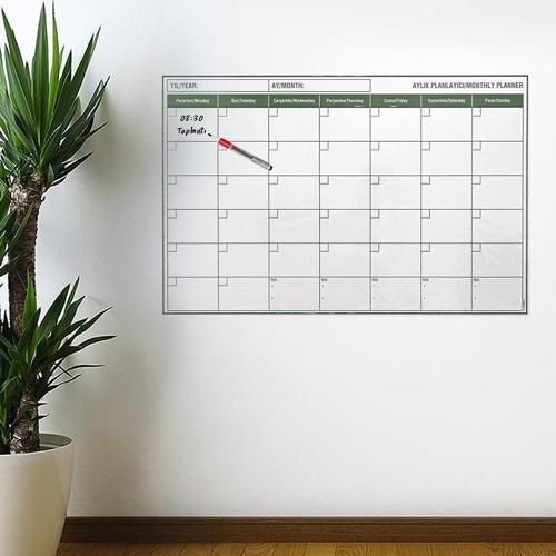Manyetik Yapışkanlı Bir Aylık Program Planlayıcı Takvim 85x56 cm (4401)