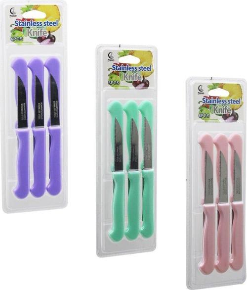 6PCS MEYVE BIÇAK  RENKLİ PLASTİK SAPLI   VAKUMLU AMBALAJ   BRKT-806155 (4401)