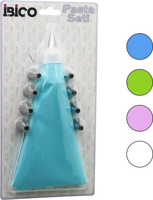 11PCS PASTA SETİ - RENKLİ   1-KREMA TORBASI - 9-METAL SIKMA UÇLARI - 1-UÇ TUTUCU ADAPTÖR (4401)