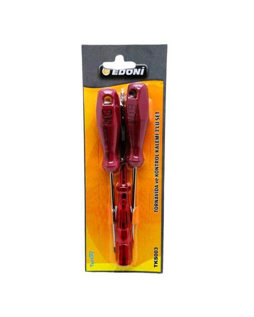 3  PARÇA  SET TORNAVİDA YILDIZ - DÜZ - KONTROL KALEMİ (4401)