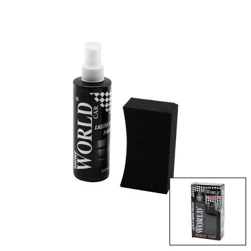 SHINE WORLD CAR  LASTİK - TAMPON  PARLATICI SPREY SETİ  PLASTİK ŞİŞE   250ML ± %10 PARLATMA SÜNGERİ (4401)