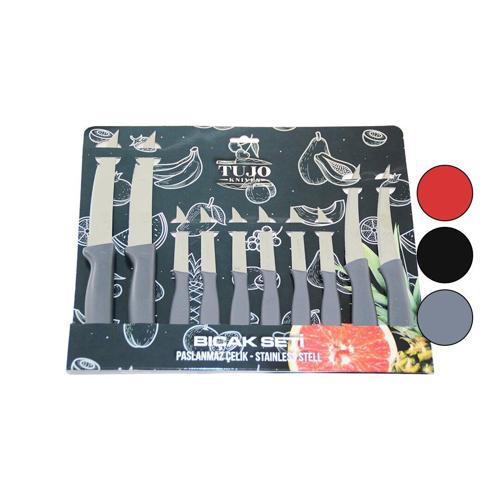 10LU  TIRTIRLI BIÇAK SETİ  2AD 12.5CM EKMEK   2AD 10CM SEBZE   6AD 6.5CM MEYVE (4401)