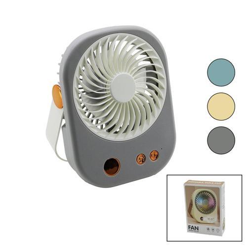 IŞIKLI MİNİ FAN MASA ÜSTÜ USB ŞARJLI 2İN1 KULP=TAŞIMA - DURUŞ 3 KADEME HIZ 15.5X12CM BJJ-565 (4401)