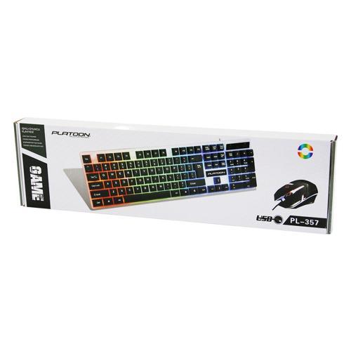 IŞIKLI   USB KABLOLU  OYUNCU KLAVYE - MOUSE  SET PL-357 (4401)