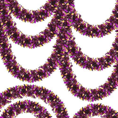 Mor Turuncu Renk 4 cm Genişlik Garland Çift Renk Sim Süs 180 cm (4401)