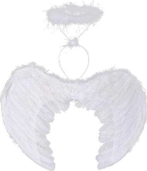 Beyaz Renkli Tüylü Bebek Melek Kanadı ve Tacı 30x45 cm (4401)