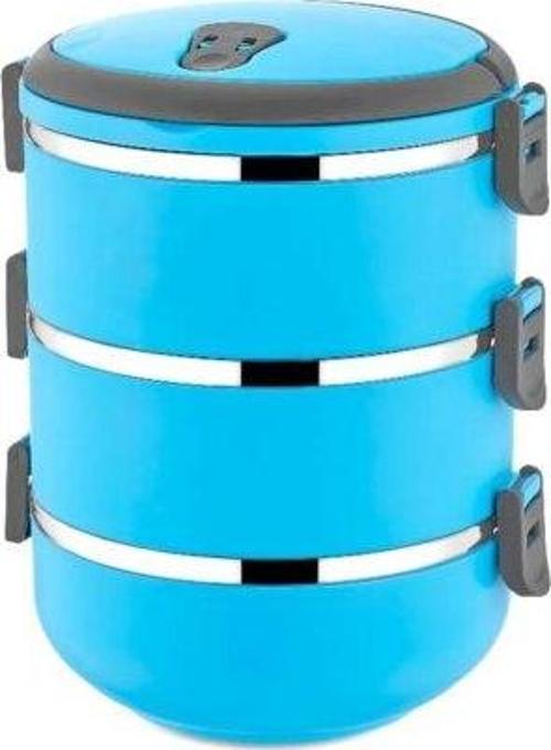 Sefer Tası Yemek Termosu Saklama Kabı Termosu 3lü - Mavi (4401)