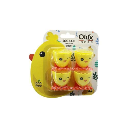 EGG CUP 4PCS YUMURTALIK EMOJİ DESEN - RENKLİ PLASTİK CİVCİV AYAKLI - 1/2 KIRIK YUMURTA KABUK MODEL (4401)