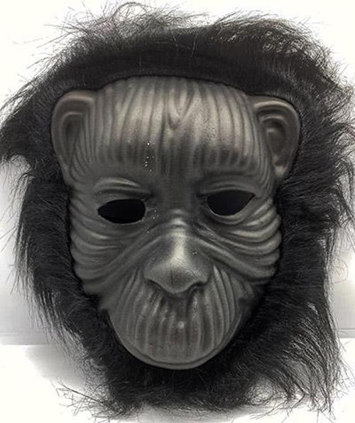 Siyah Renk Eva Goril Maskesi - Siyah Peluşlu Tüylü Orangutan Maskesi (4401)