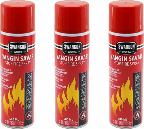 3 ADET YANGIN SÖNDÜRÜCÜ - YANGIN SAVAR SPREY 500ML + 500 ML + 500 ML  EV - OFİS - OTO ARAÇ   ATEŞ BOĞUCU KÖPÜK TABAKA OLUŞTURUR (4401)