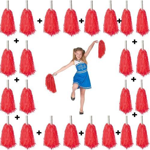 12 Çift ( 24 Adet ) Kırmızı Renk 23 Nisan 19 Mayıs 29 Ekim Okul Gösteri Ponponları (4401)