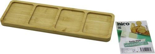 DİKDÖRTGEN 4 BÖLMELİ AHŞAP BAMBU SERVİS SUNUM TEPSİ - TAHTASI MİNİ TEPSİ 33 X 10 X 1.4CM (4401)