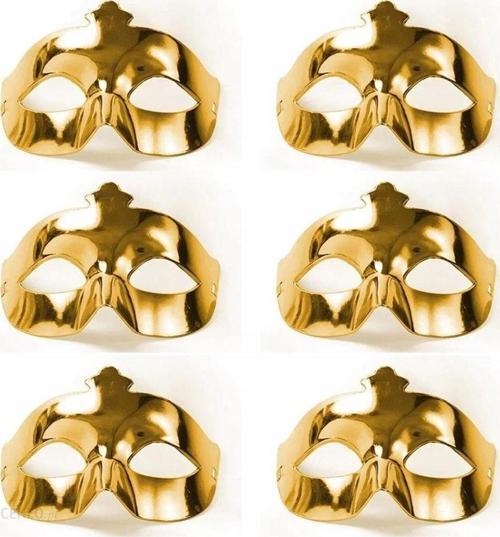 Altın Metalize Renk Düz Balo Parti Maskesi 6 Adet (4401)