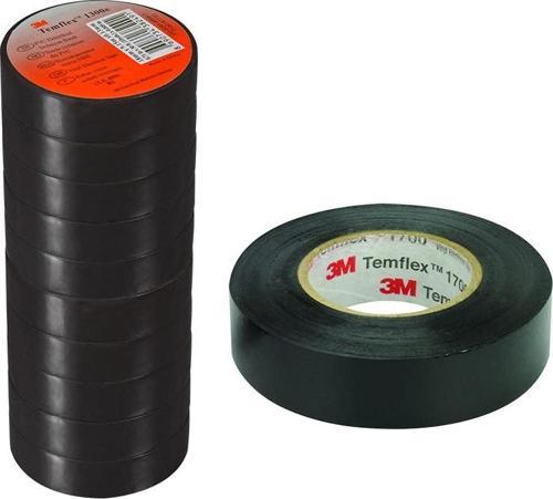 3M TEMFLEX 1300E PVC İZOLE BANT SİYAH 10LUK PAKET 0.13MM X 19MM X 0.13MM (4401)