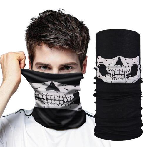 Siyah Renk Dikişsiz Çok Fonksiyonlu Çene Kafatası Yüz Maskesi Baf Buff Bandana Boyunluk Bileklik (4401)