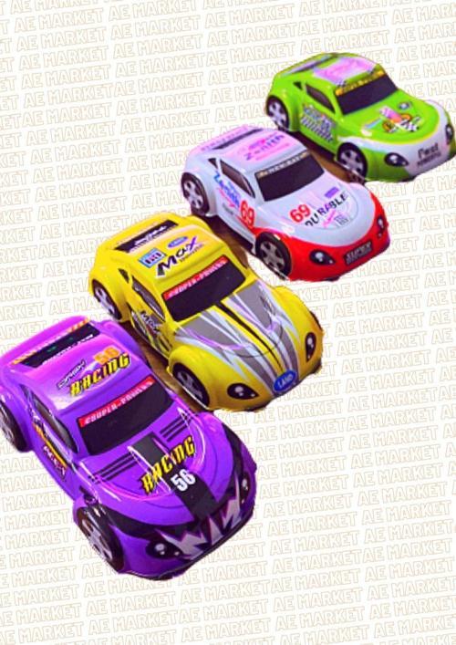 4 Adet Maket Plastik Çek Bırak Oyuncak Araba - Ince Plastik Vakumlu Kasalı Kurmalı Araba