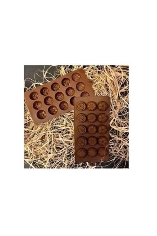 15 Göz Gül Şekilli Silikon Mum Çikolata Şeker Buz Jöle Vb. Kek Kalıbı (29,4 Cm X 17,1 Cm) 1 Adet