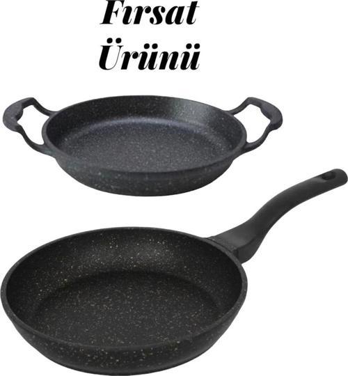 2'Li Döküm Tava Sahan Seti 20 X 26 Cm. Siyah