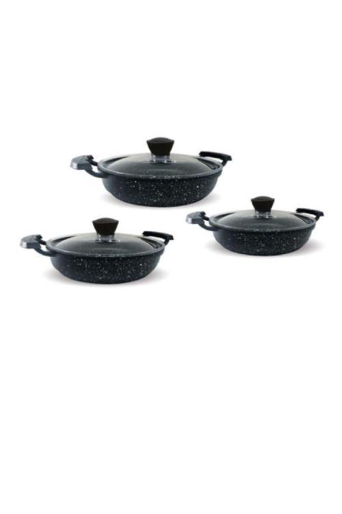 Hanımeli Döküm Omlet Set - Siyah