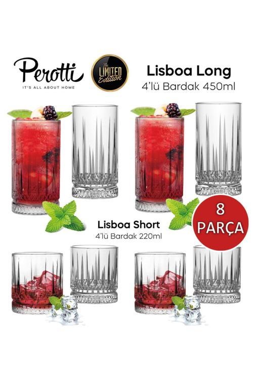 Perotti Lisboa 8 Parça Bardak Seti - 4 Meşrubat - 4 Su Bardağı