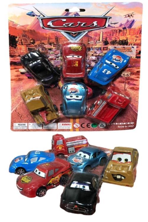 Şimşek Mcqueen Cars Araba Seti 6'Lı Çek Bırak Plastik Oyuncak Araba