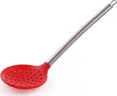Silikon Kevgir Paslanmaz Saplı Kırmızı 35 Cm