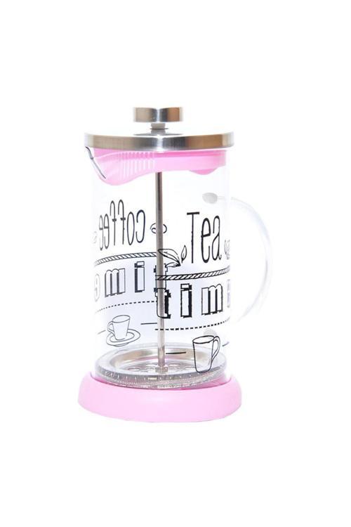French Press Bitki Çayı Demliği Pembe 600Ml
