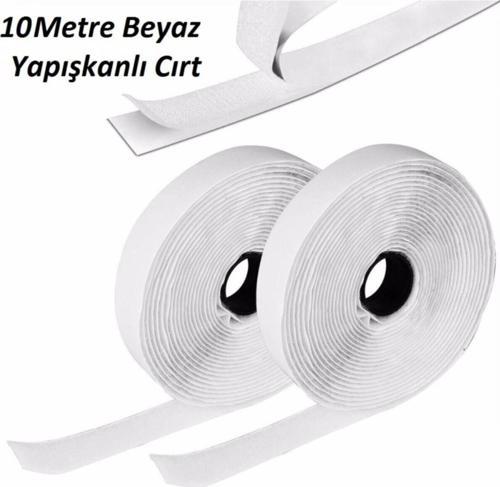 10 Metre Arkası Yapışkanlı Beyaz Cırt Cırtlı Bant - 2 Cm