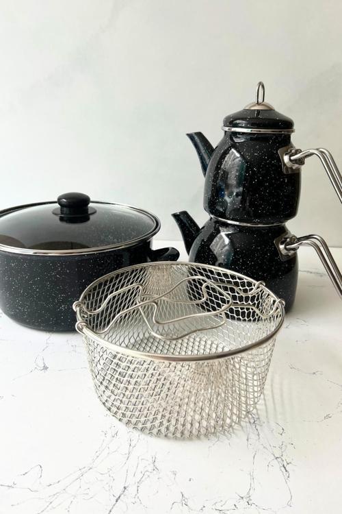 Midnight Dalmaçya - Çaydanlık Ve 22 Cm Kızartma Tenceresi Seti Taş Ev