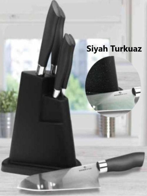 Cheff Delux Siyah Turkuaz 6 Parça Bıçak Seti