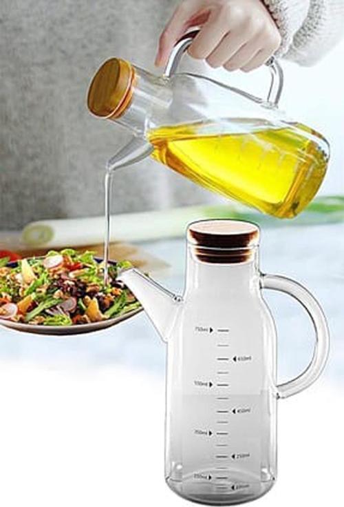 Bambu Kapaklı -Ölçülü-Borosilikat Yağlık-750Cc