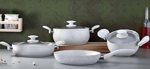 Granit Zita 7 Parça Tencere Seti Beyaz