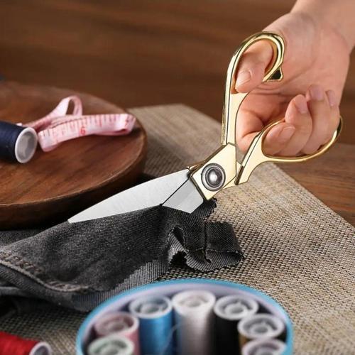 Sermet Orijinal Kumaş Kot Deri Kesim Profesyonel Terzi Makası Çelik Büyük Boy Altın Renk Kutusunda