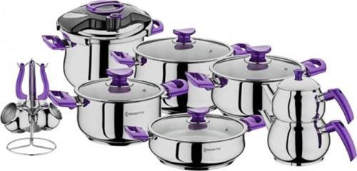 Lux 18 Parça Çelik Tencere Seti Mor