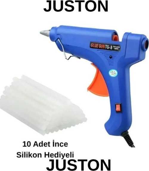 Juston Sıcak Kalın Mum Silikon Tabancası 20Watt Anahtarlı Yeşil 5 Mum