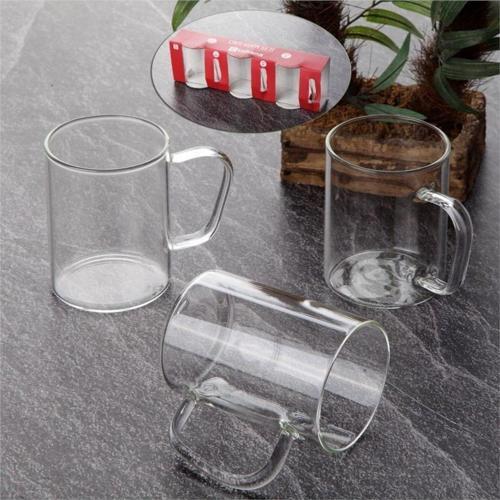 Termisil 6 Lı Kulplu Isıya Dayanıklı Boroksilikat Düz Cam Kupa