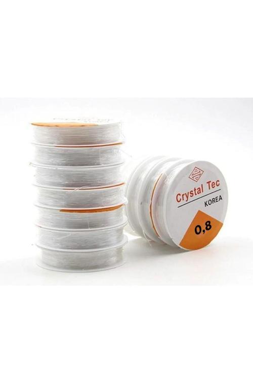 10 Adet Lastikli 0,8 Mm Silikon Misina-Dekoratif Elişi Takı Aksesuar Esnek Lastik Misine Tesbih Ipi