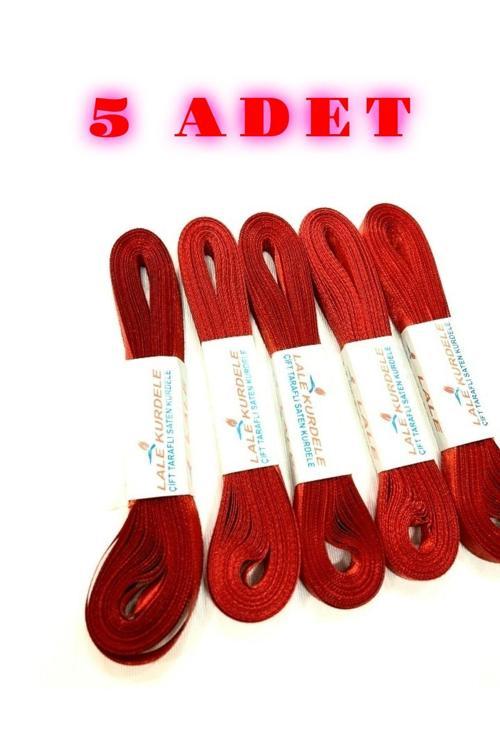 Kırmızı Saten Kurdale Kurdela Kurdele 1 Cm 5 Top 50 Mt.