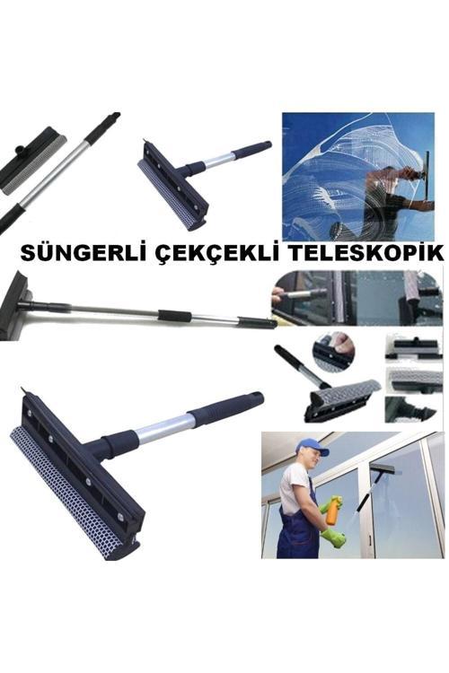 Lüx Cift Tarafli Teleskopik Cam Silme Paspası Ve Cekpasi Uzayıp Kısalan Sap Çekçekli Cam Silme