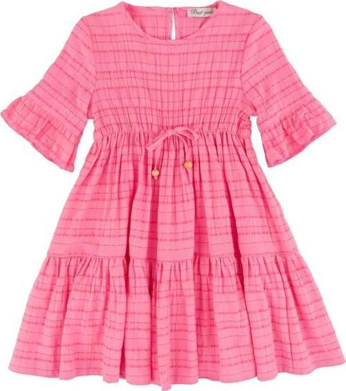 ETEKLERİ FIRFIRLI ELBİSE Pembe