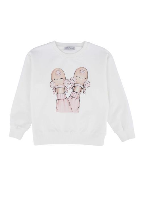 AYAKKABI BASKILI SWEATSHIRT Ekru