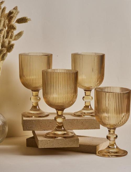 Cam Imola Amber 4'Lü Geniş Kadeh Takımı 375 Ml 4 Parça Beyaz Şarap Kadehi 250 - 499 Ml