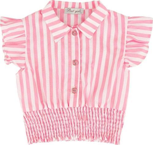 ÇİZGİLİ KOL FIRFIRLI BLUZ Pembe